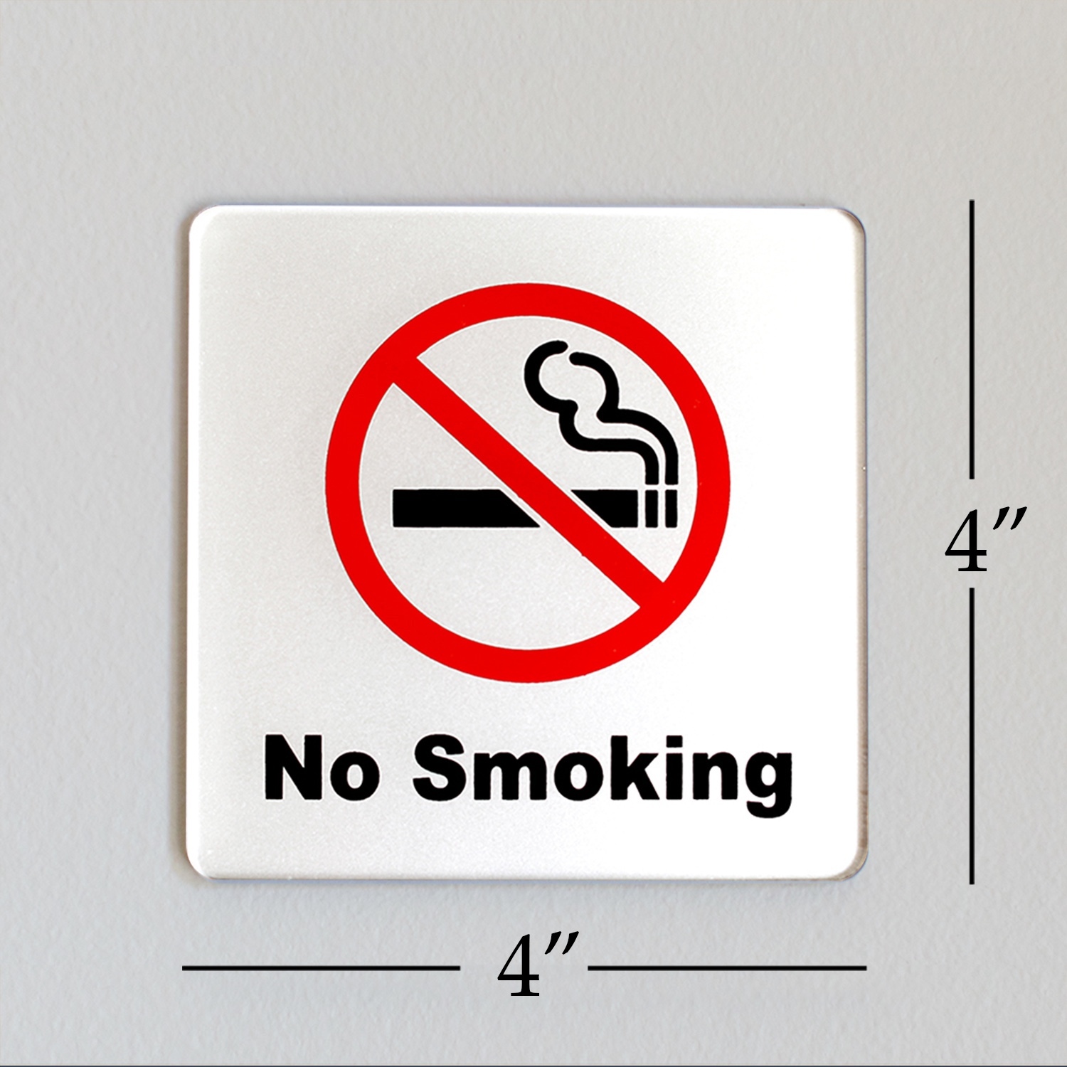 No Smoking Sign 4×4”(Acrylic-Classic) 3M Self Adhesive for Car, Indoor, Outdoor