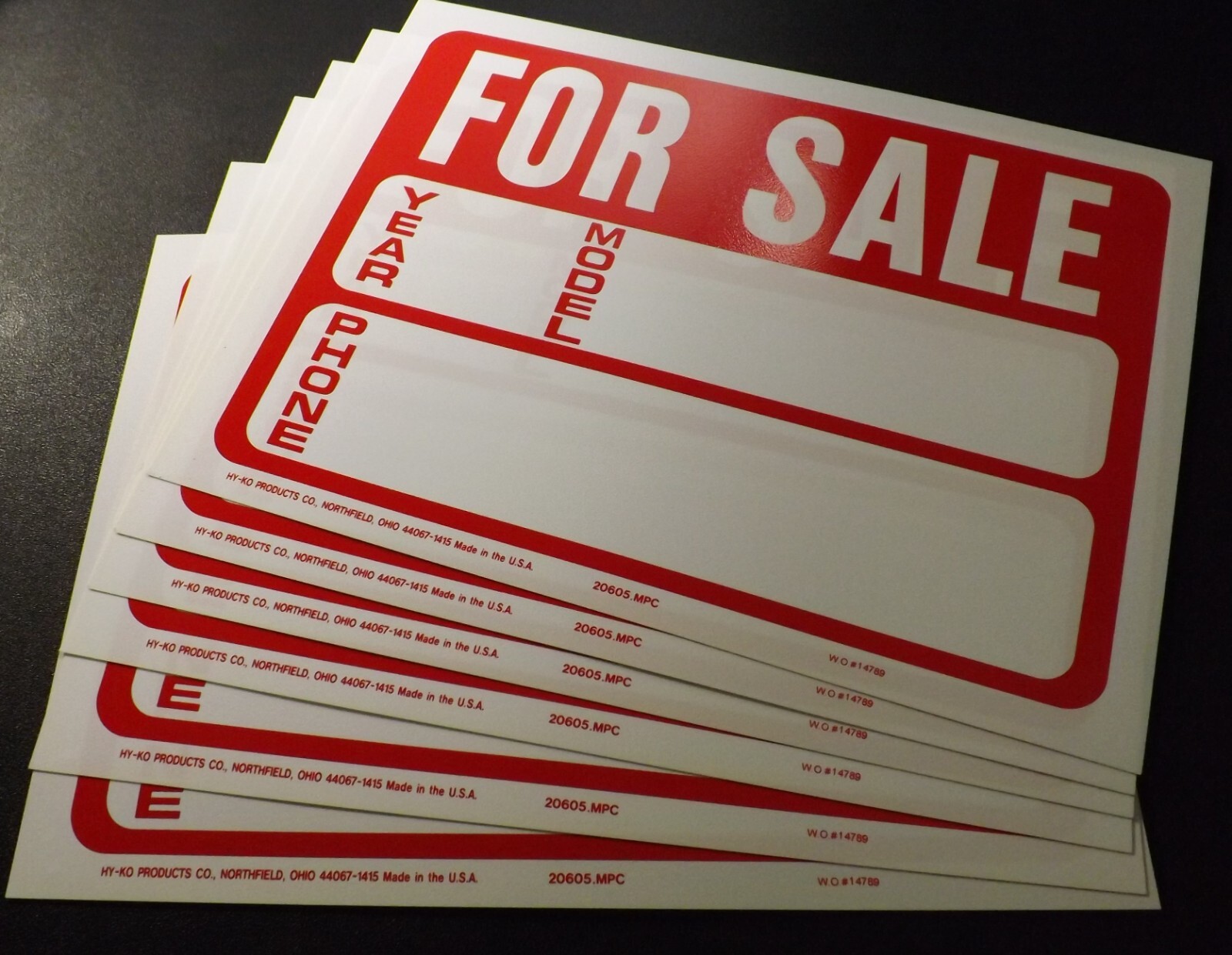 HY-KO For Sale Sign Car Vehicles Auto Sales 9X12, Letters, #’s, Info Sheet Qty 6