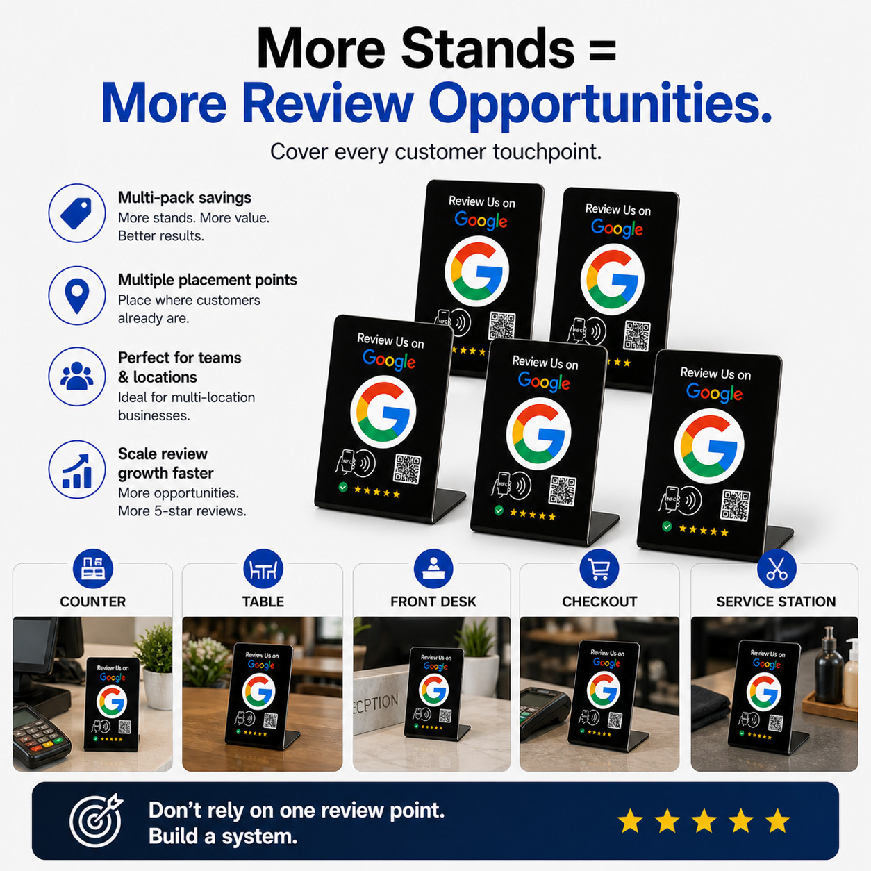 Google Review Stand Tap Tap for Instant Reviews – All Phones Compatible (BLACK)