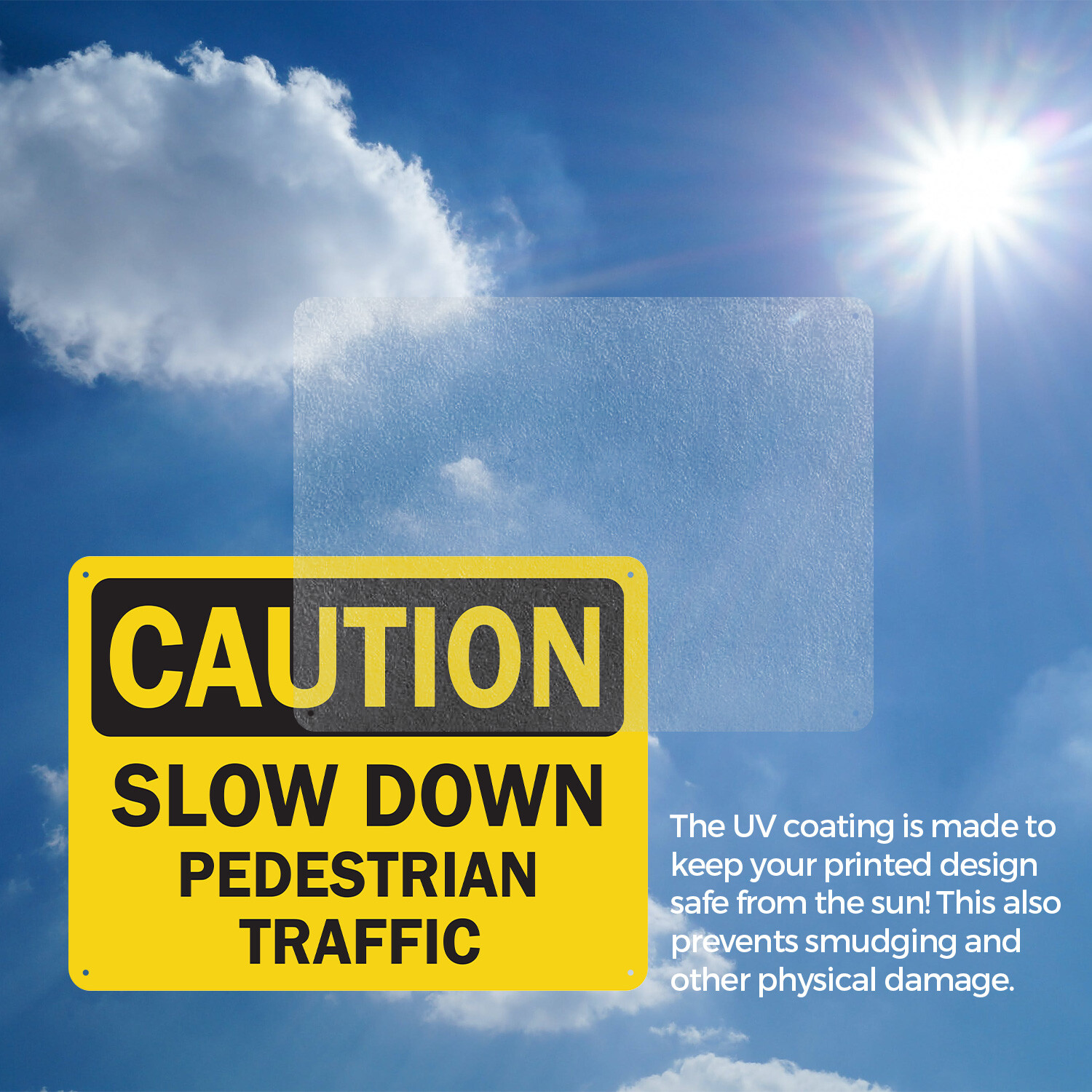 (2 Pack) Slow Down Pedestrian Traffic OSHA Caution Sign Decal Metal Plastic