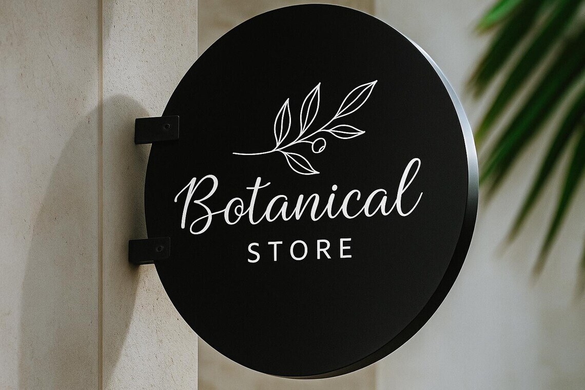 Wall-Mounted Round Blade Sign | Double-Sided Outdoor Business Logo Sign