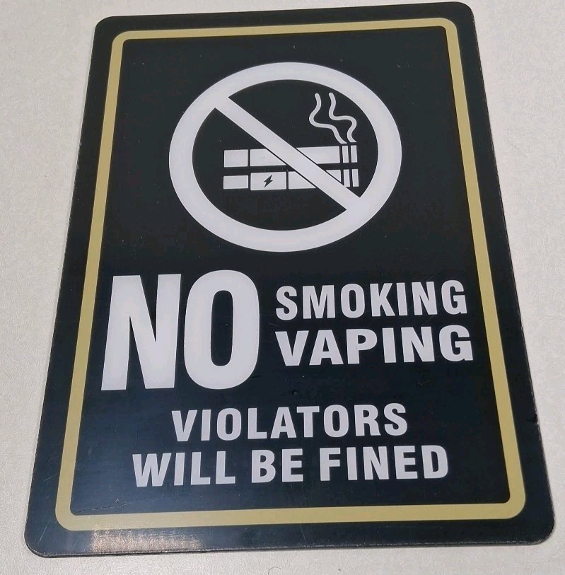Lot of 2 No Smoking No Vaping plastic Sign, 10×7 Inches Indoor and Outdoor Use