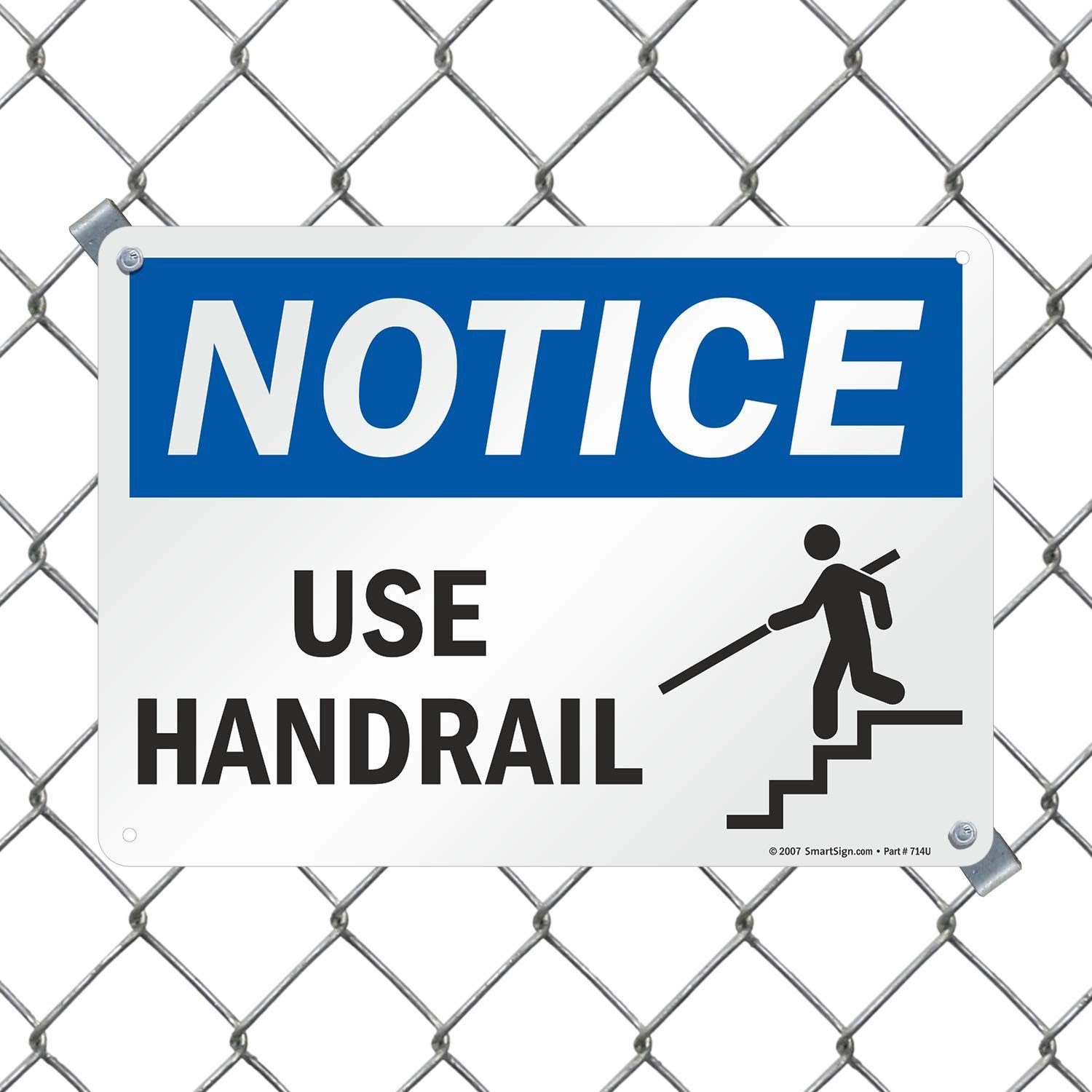 Notice Use Handrail Sign 10×14 Inch Plastic Safety Warning Wall Mount