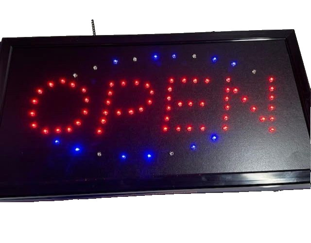 LED OPEN Sign Red Blue Lighted Business Store Window Shop Neon Style Sign New