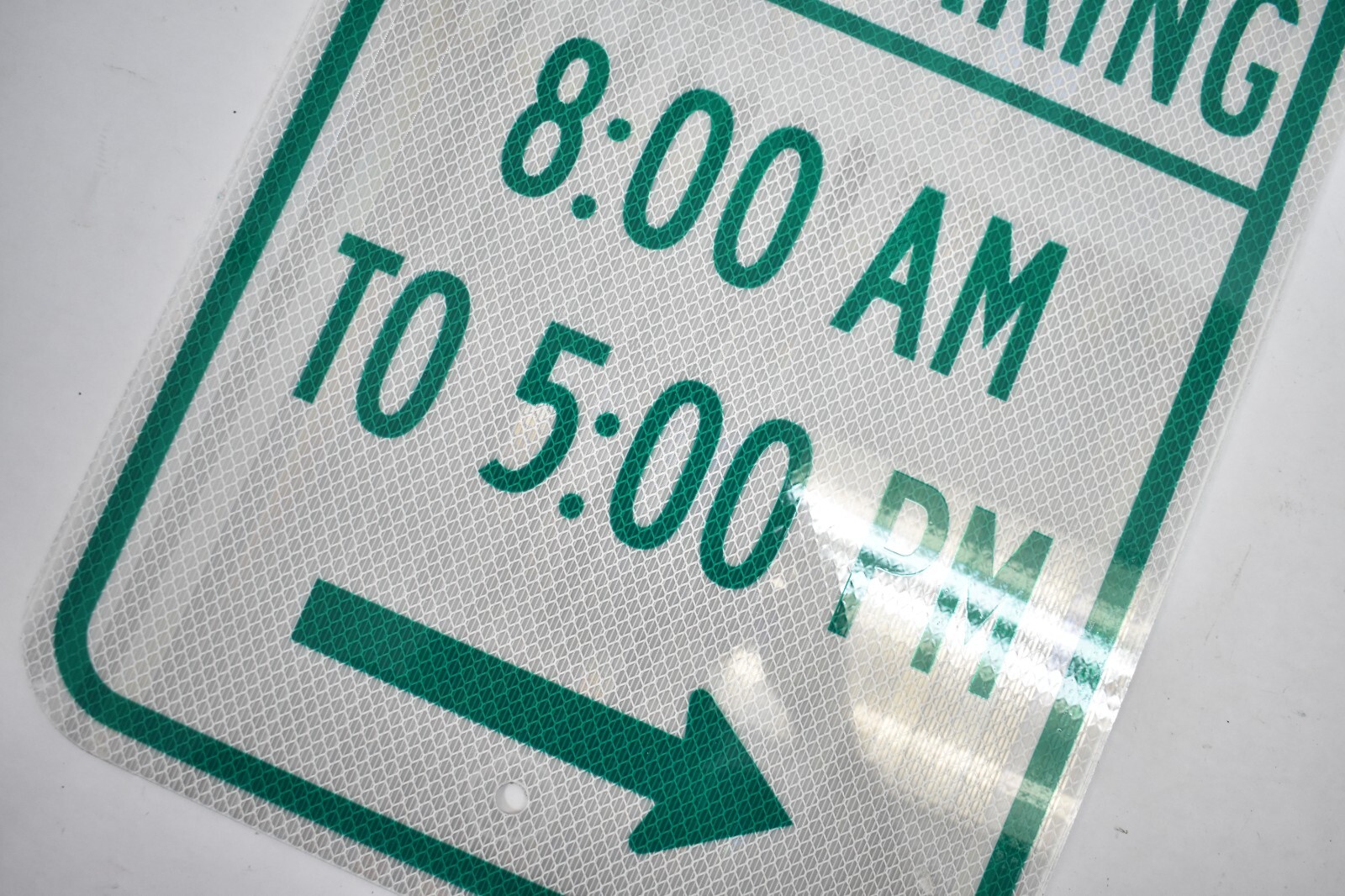 2 Hour Parking 8AM To 5PM Green/White Reflective Aluminum Sign 12″ x 18″