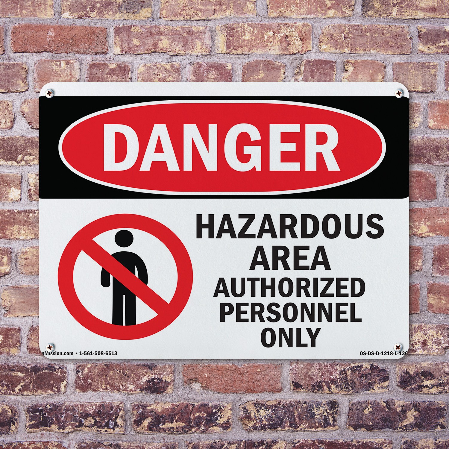 Hazardous Area Authorized Personnel Only OSHA Danger Sign, Decal 5 or 10 Pack