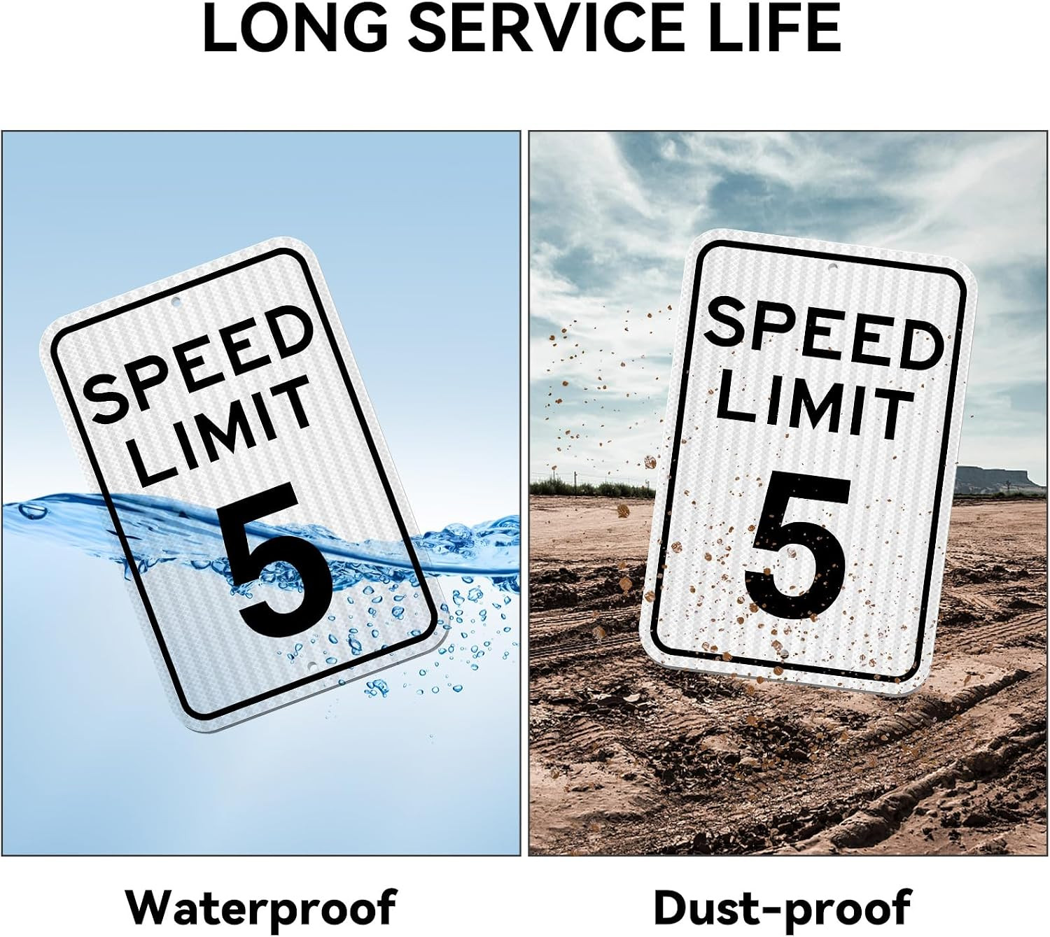 Speed ​​Limit Sign 5 MPH, Slow Down Traffic Sign, 12″ (12 x 18) inch, White1