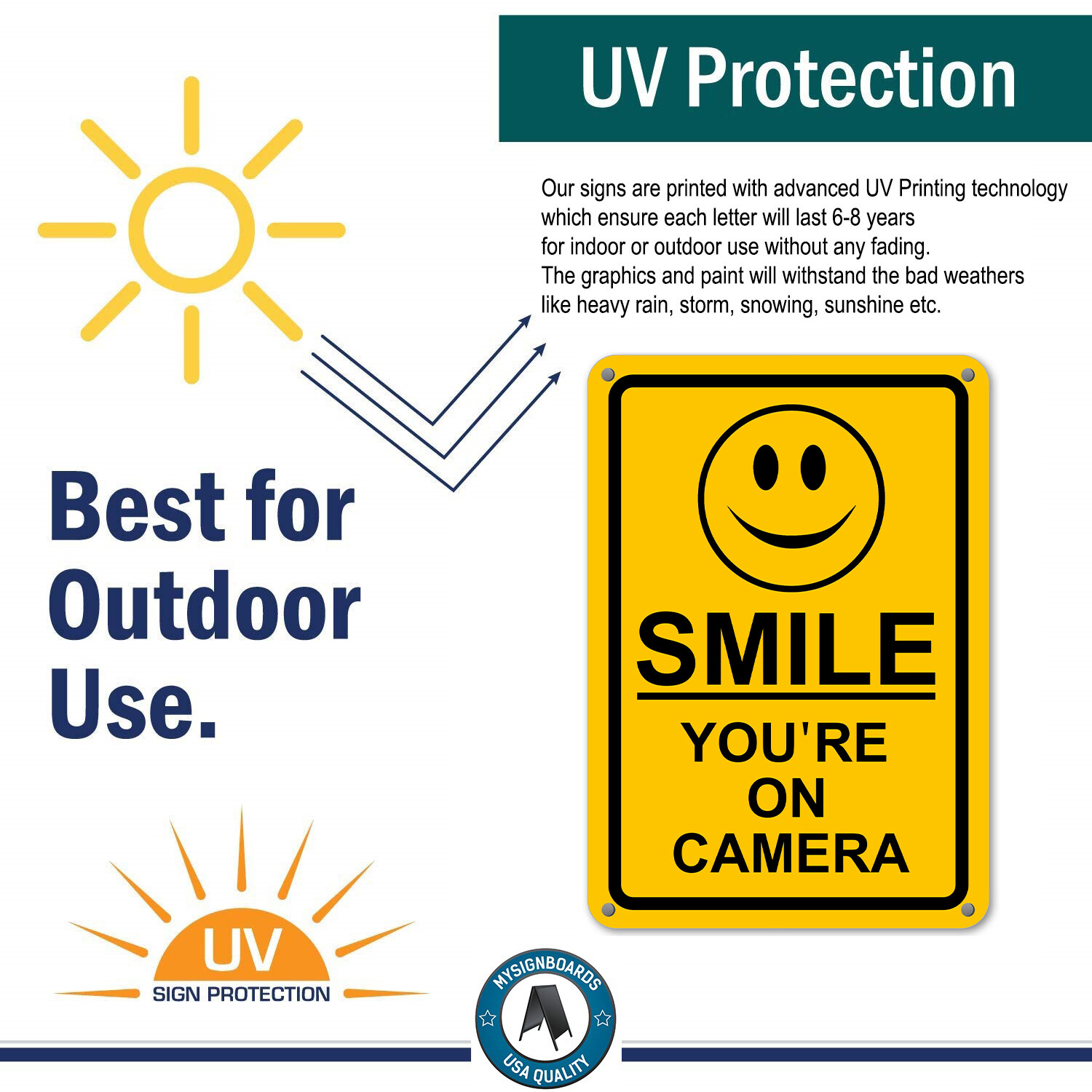 New Smile You’re on Camera Yellow Business Security Sign CCTV Video Surveillance