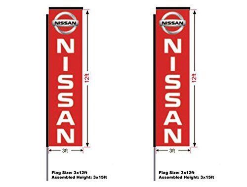 Nissan Automotive Rectangular Flag, 15′ Pole and Ground Spike, 3’W x 12’H