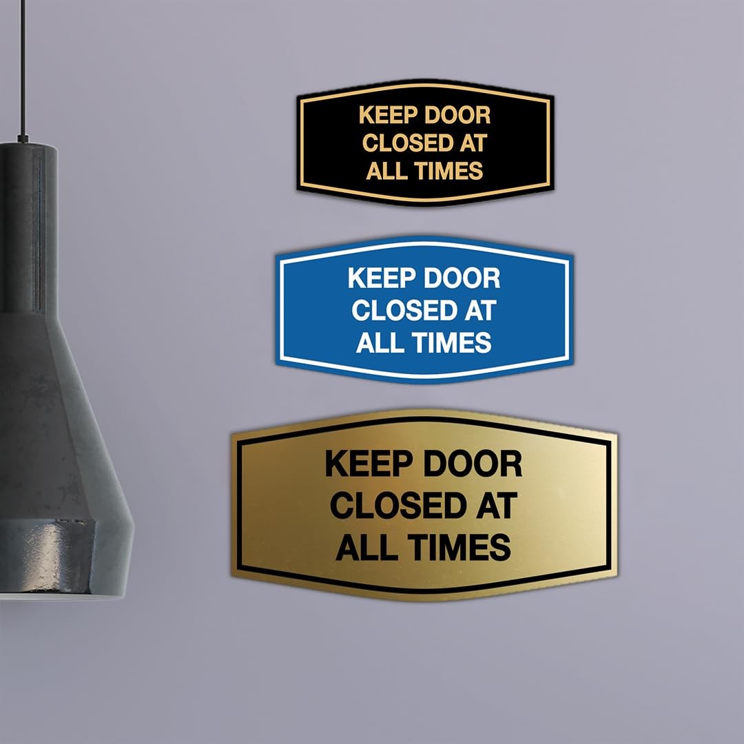 Fancy Keep Door Closed At All Times Sign Navy Blue White Medium