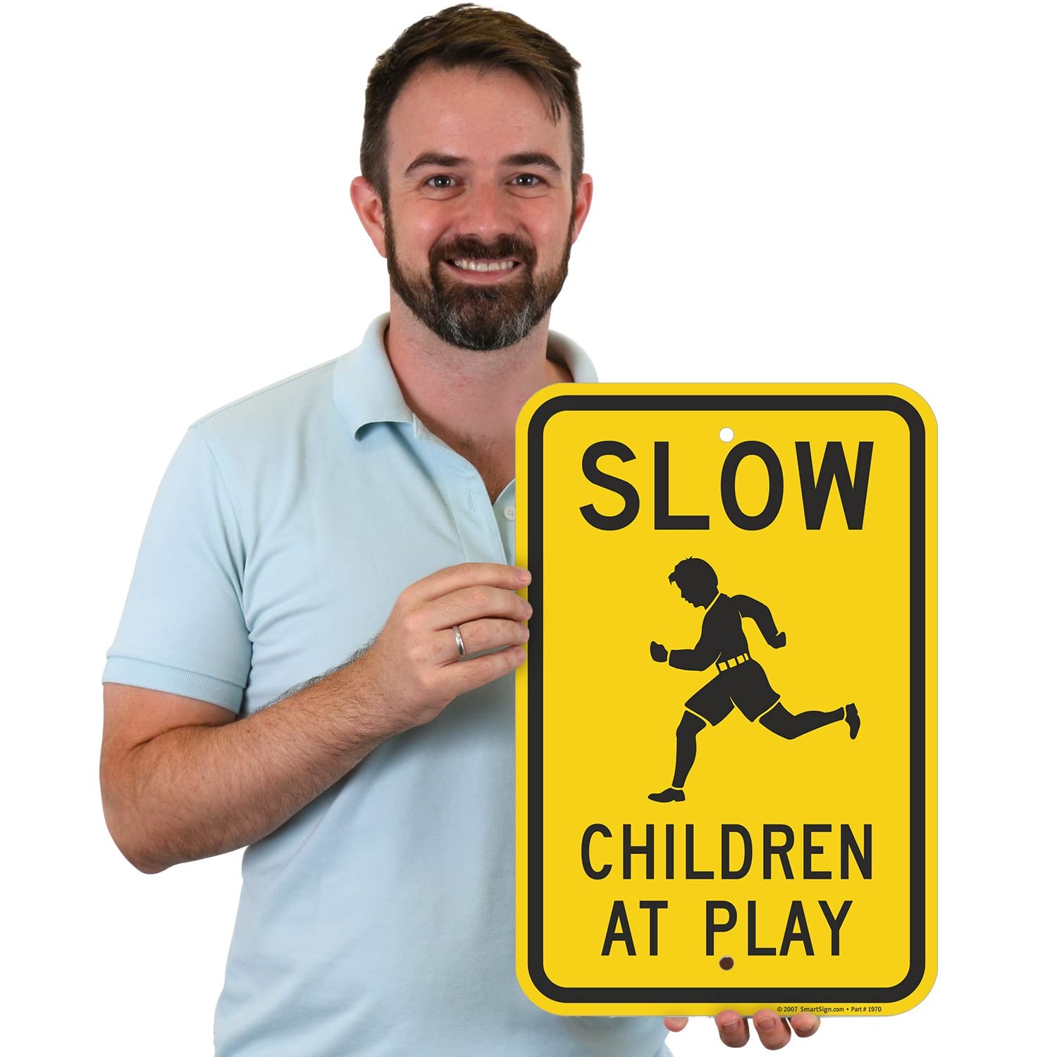 SmartSign 18 x 12 inch â€œSlow – Children At Playâ€ Metal Sign, Screen Print…