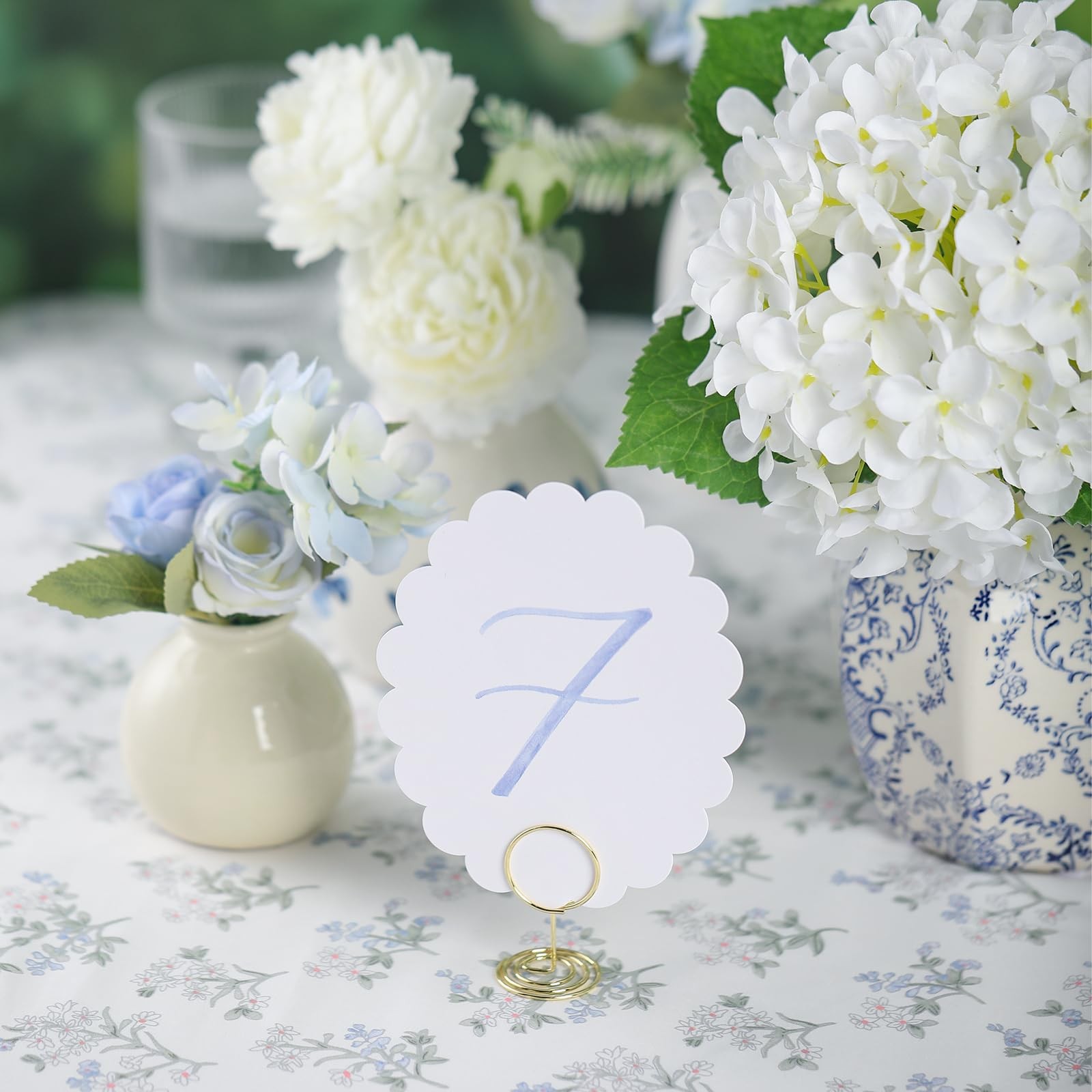 Scalloped Blue Wedding Table Numbers 120 Reception Event Signs Gold Holders