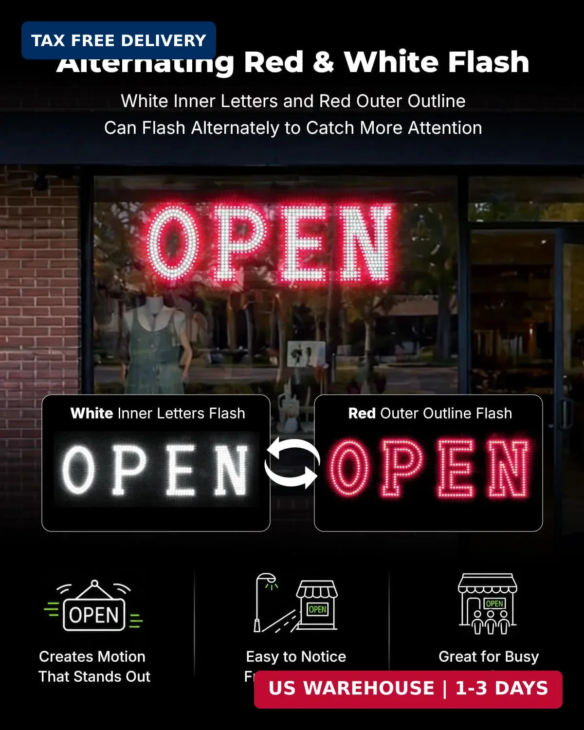 40 x 12 Inch LED Open Sign for Business – Timer via Remote & BT APP Control, Ult