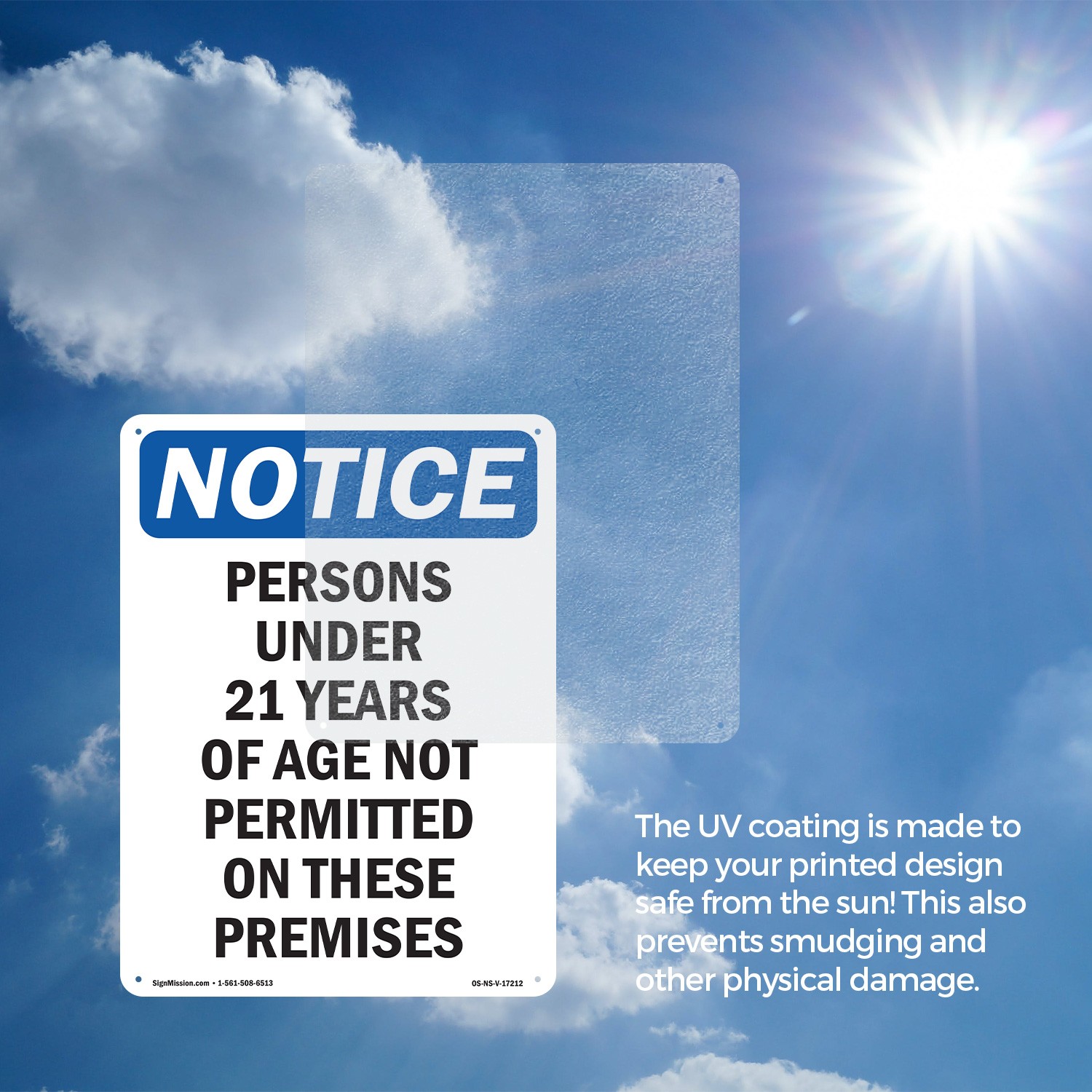 Persons Under 21 Years Of Age OSHA Notice Sign Metal Plastic, Decal 5 or 10 Pack