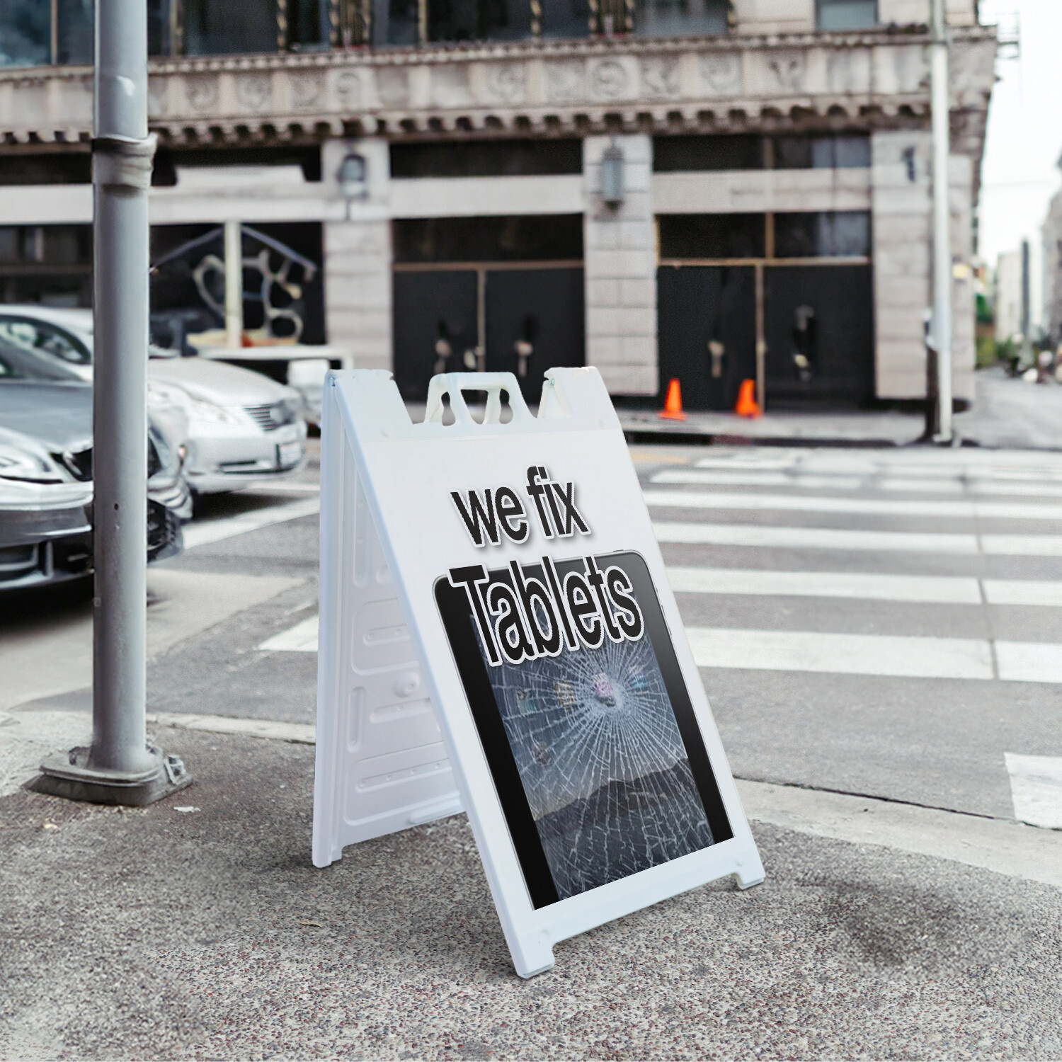 A-frame Sidewalk We Fix Tablets 24″ x 36″ Double Sided A-Frame Sidewalk Sign
