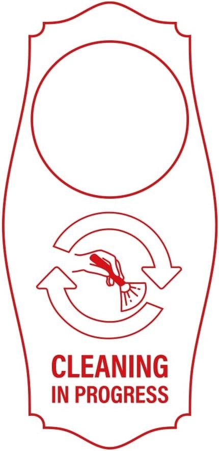 Signs ByLITA Cleaning in Progress Door Hanger – White Red, 4″ x 8″