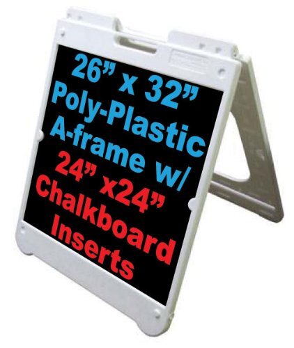 Poly A-Frame 26″x32″ Double Sided Sidewalk Sign w/Black Chalkboard Panels