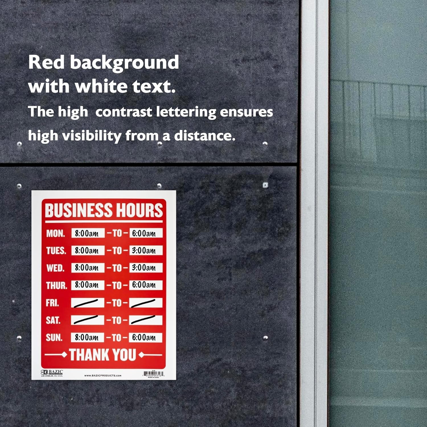 Weather-Resistant Business Hours Sign, 9×12 in – Perfect for Stores & Offices