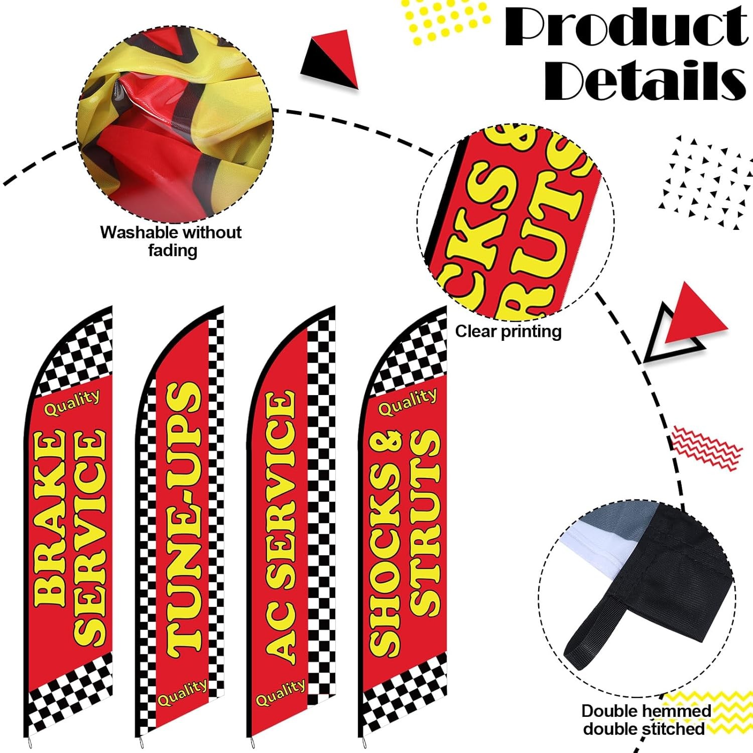 Large Auto Repair Shop Feather Flag 4 Pcs 12 x 2.5 ft Open Business