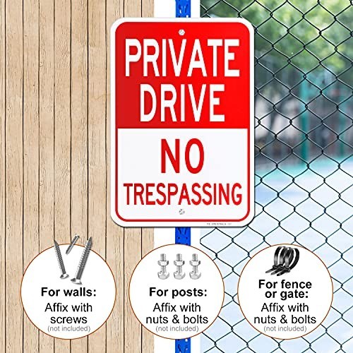 Private Drive No Trespassing Sign 2 Pack 12×18 Inch Reflective Aluminum