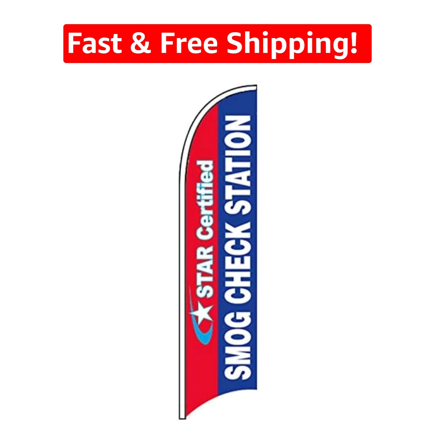 Star Certified SMOG Check Windless Feather Flag 2.5×11.5 Ft for Outdoor Use