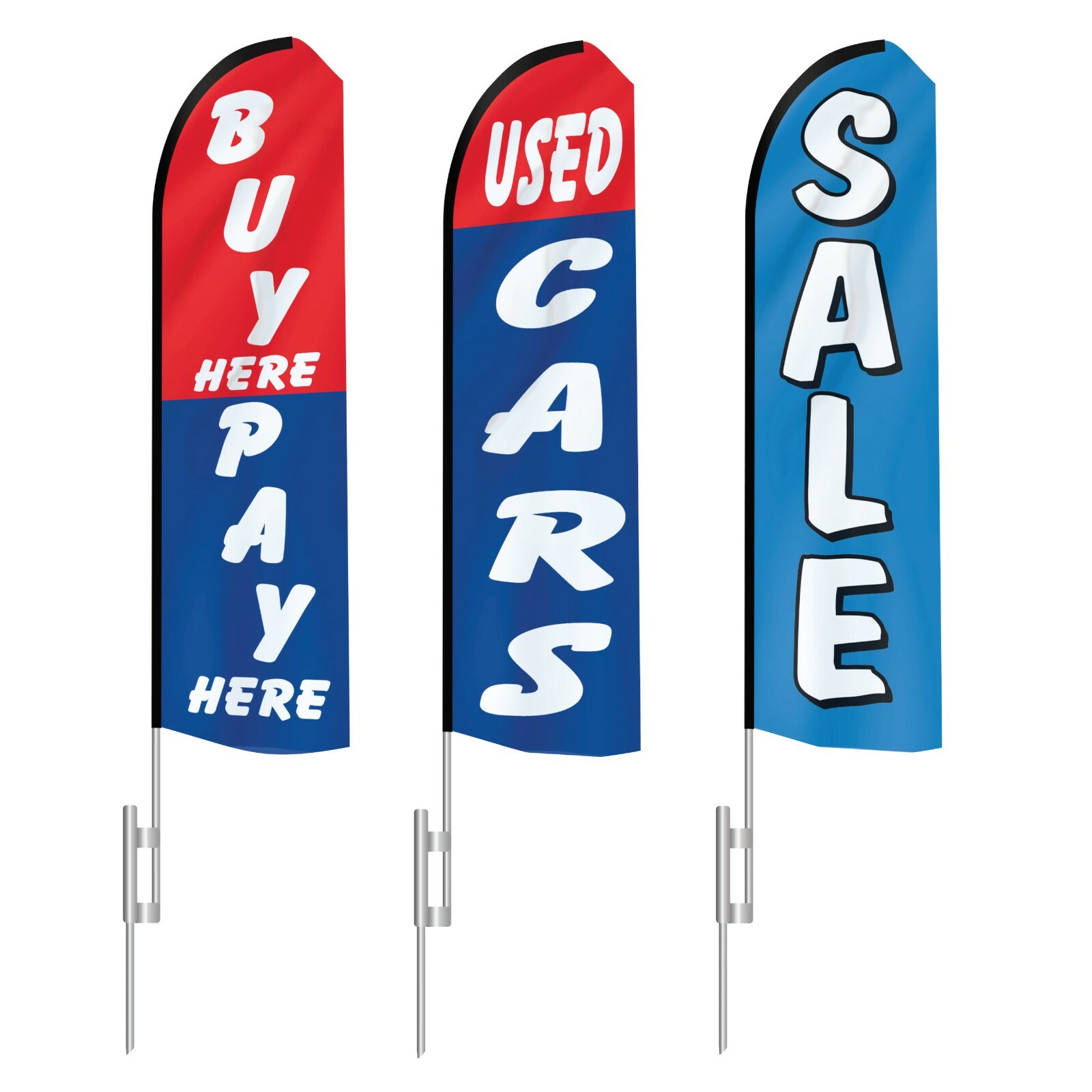 EZ Line Used Car Dealership Swooper Feather Flag 15ft Auto Sales 3 Dealer Flags
