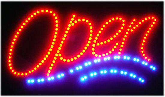 Bright LED Open Sign with Red and Blue Lights – Perfect for Businesses 19″x10″