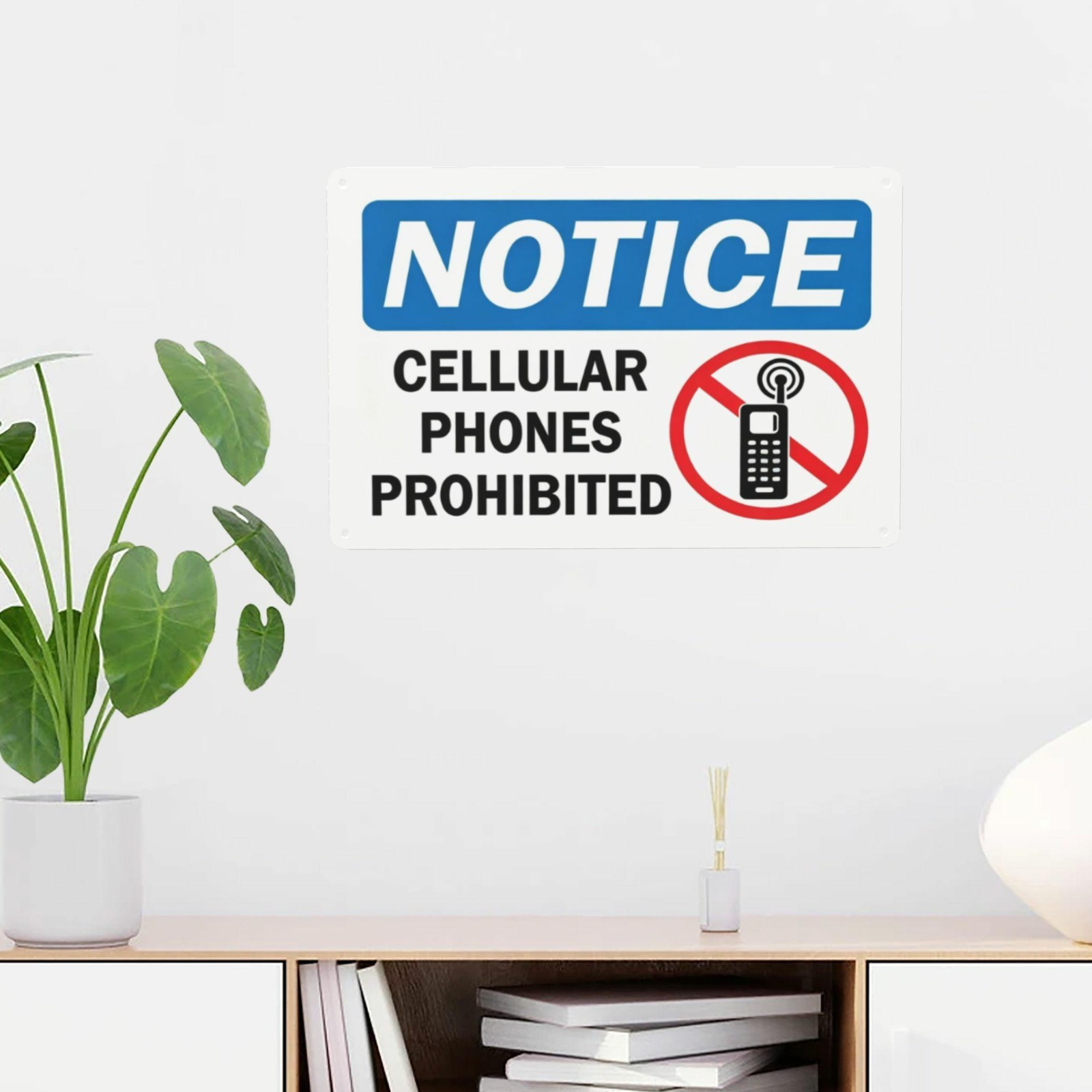 Notice Cellular Phones Prohibited Metal Sign – 8x12in Waterproof Tinplate Plaque