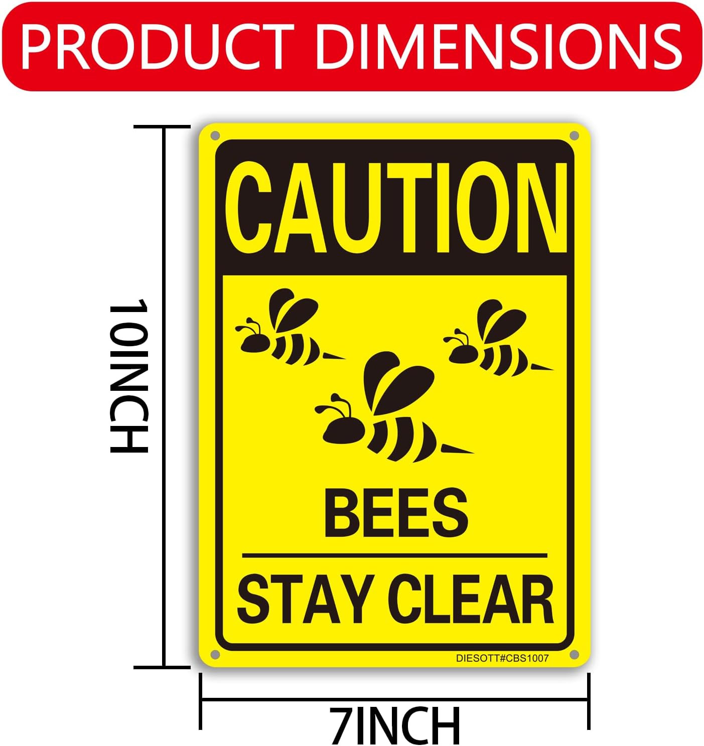 2 Pack Caution- Bees Stay Clear Signs, 10X7 Inches Aluminum Sign, Fade Resistant