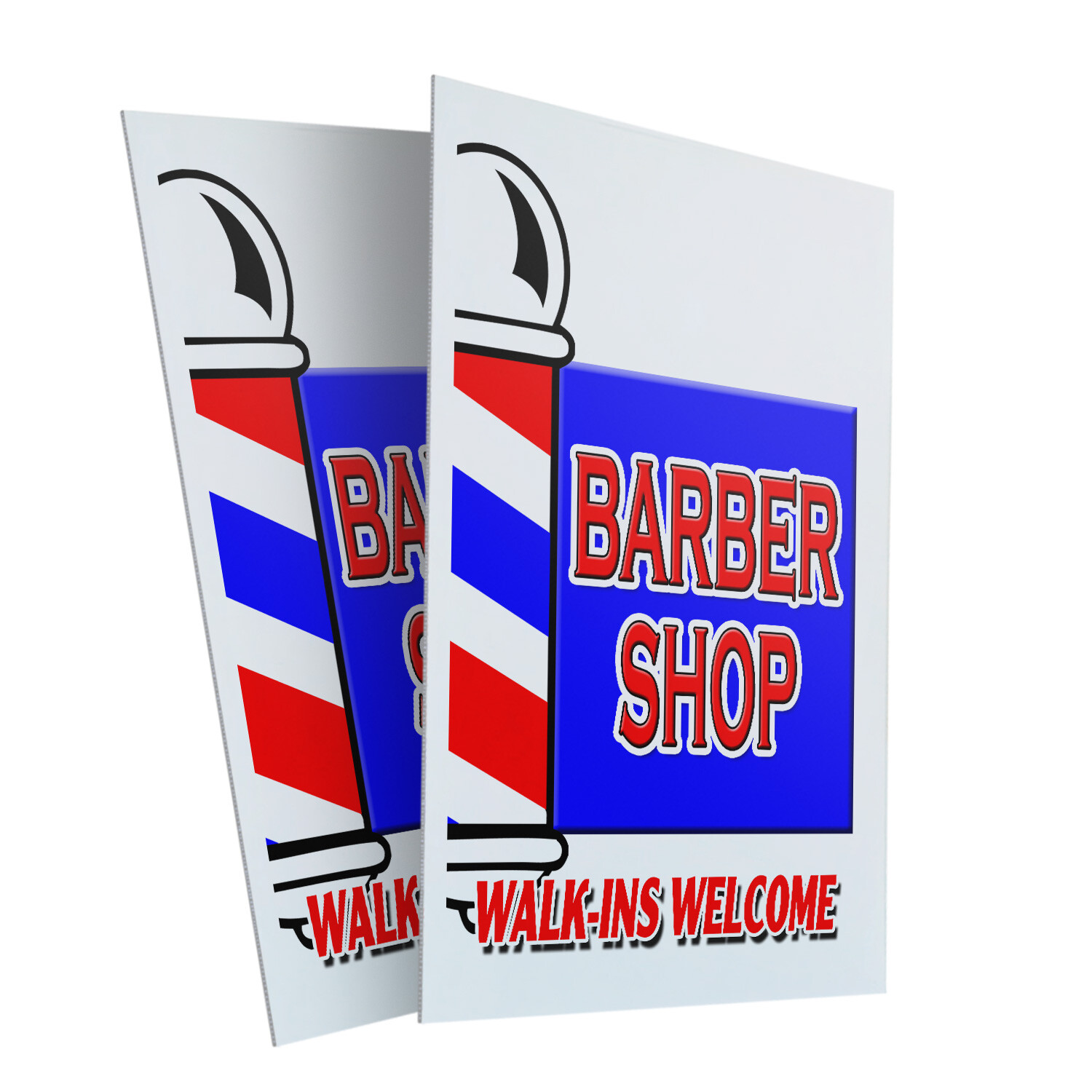 Barber Shop Walk-ins Welcome 24″ x 36″ 2 Pack Of Store Sign Plastic Or Decal