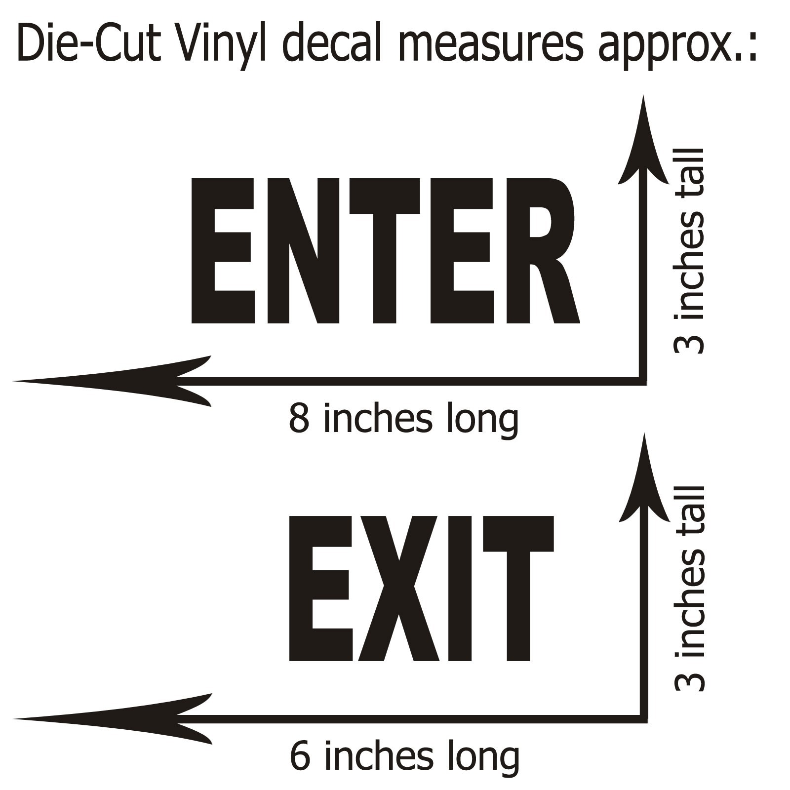 Enter / Exit Vinyl Decal Sticker Business Sign 8 in x 3 in 9 Color Options