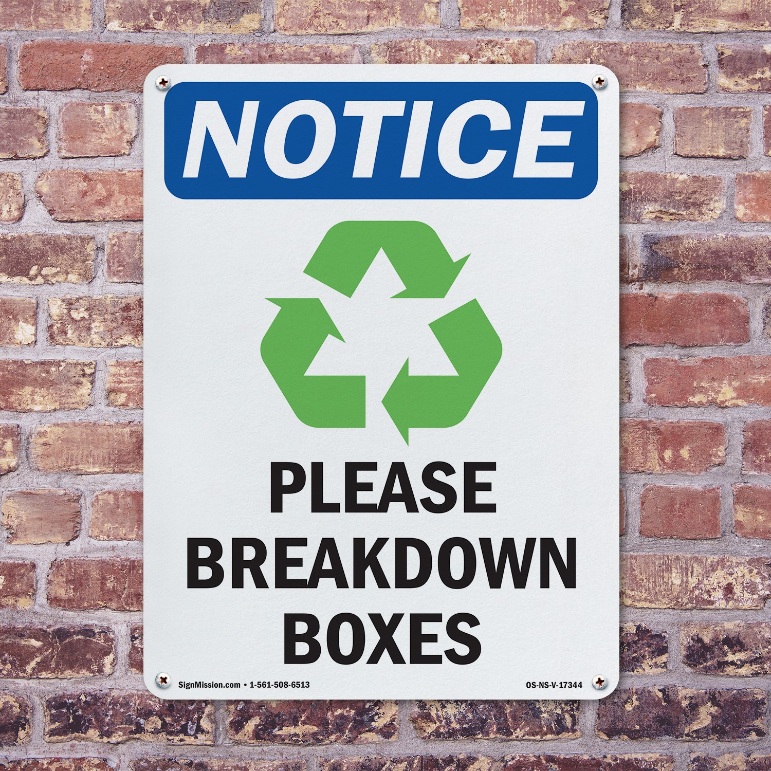 Please Breakdown Boxes OSHA Notice Sign Metal, Plastic, Or Decal – 5 or 10 Pack