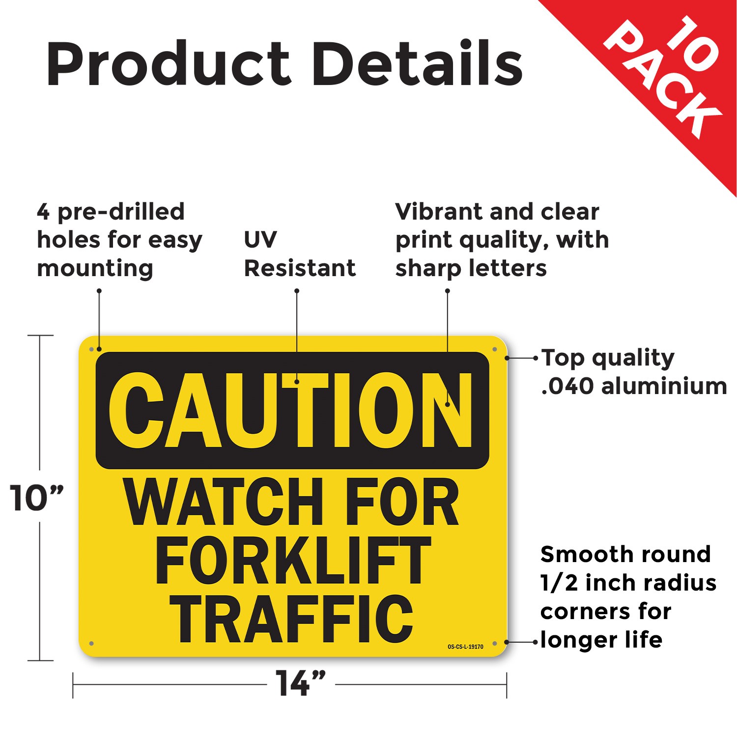 Forklift 2 OSHA Caution Sign Metal, Plastic, Or Decal – 5 or 10 Pack