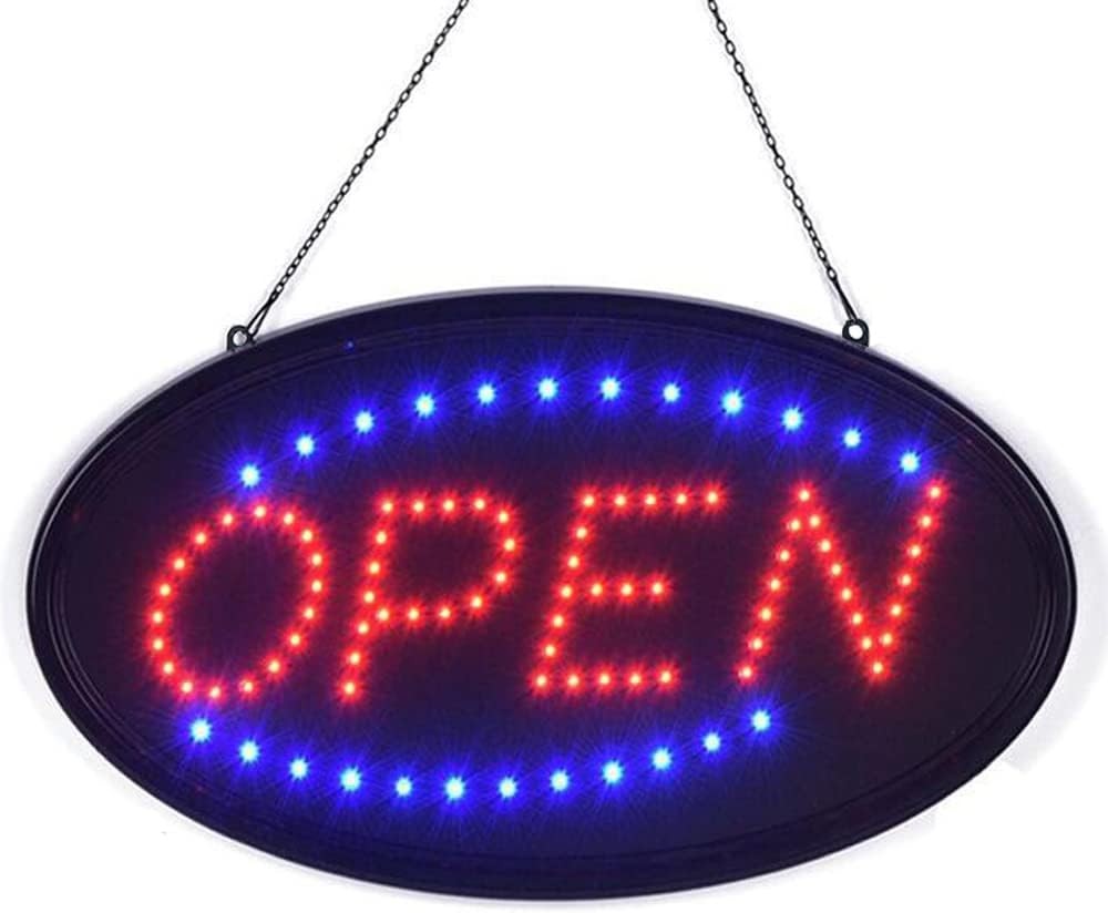 19″X 10″ Large LED Open Sign with Remote Control High Bright Visibility Business