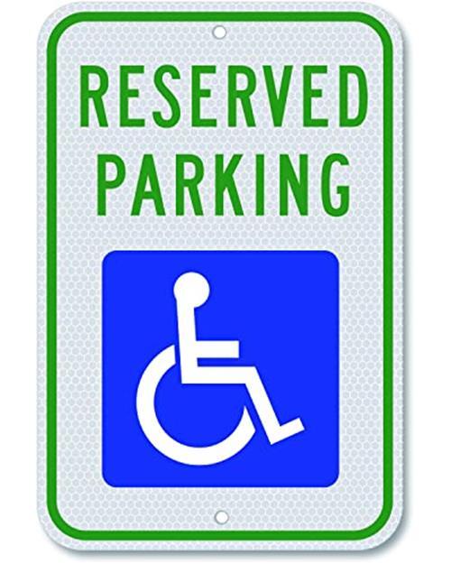 Handicap Parking Sign – 18 x 12 Inch Aluminum With ADA Assorted Colors
