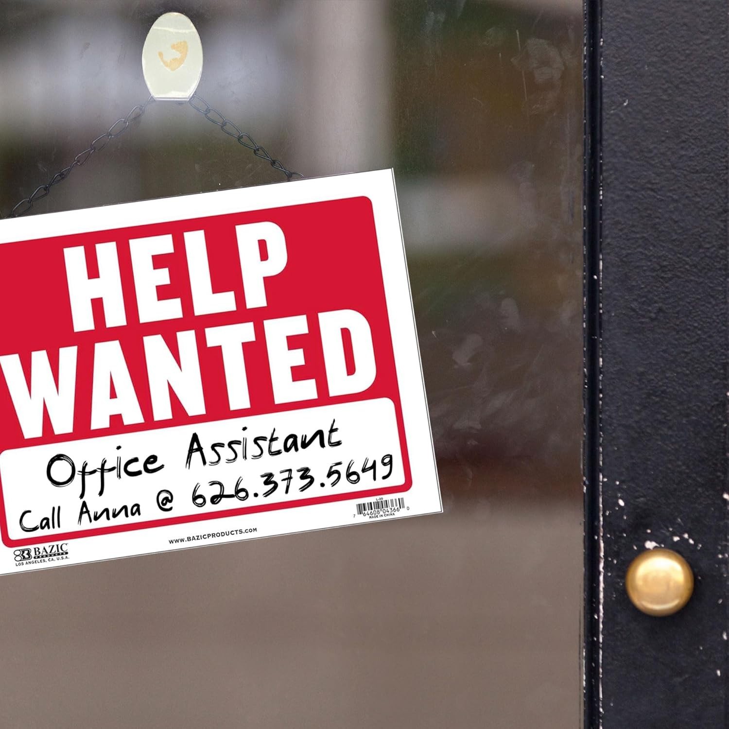 BAZIC Help Wanted Sign 12″x16″, Now Hiring Plastic Signs for Job Fair Store M