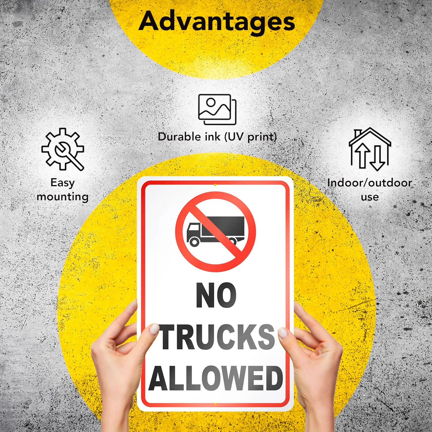 No Trucks Sign 8×12 Aluminum No Truck Allowed in Driveway Sign UV Protected Easy