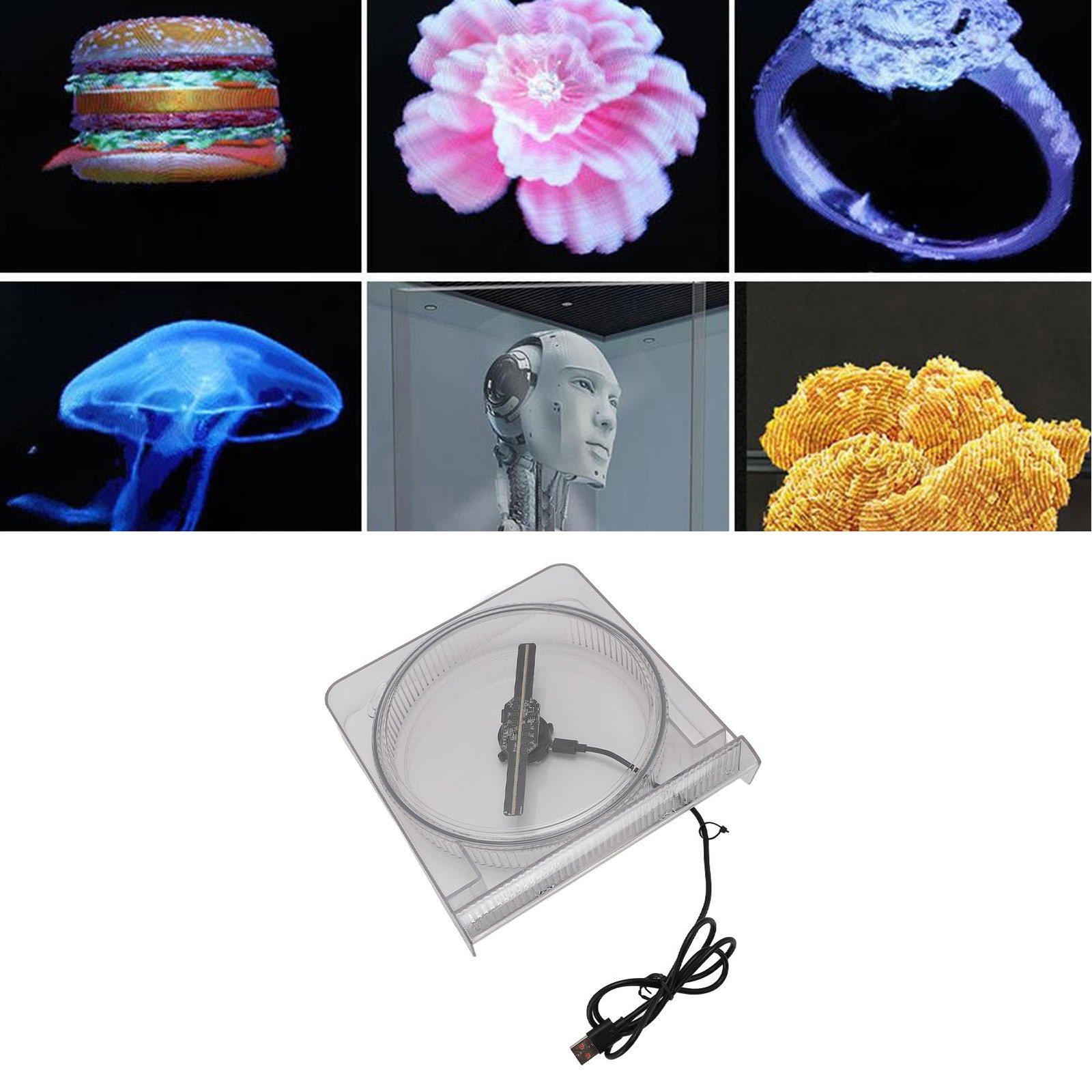 14cm 3D Hologram Fan With Cover Holographic Projector Advertising Display 1 CDUR