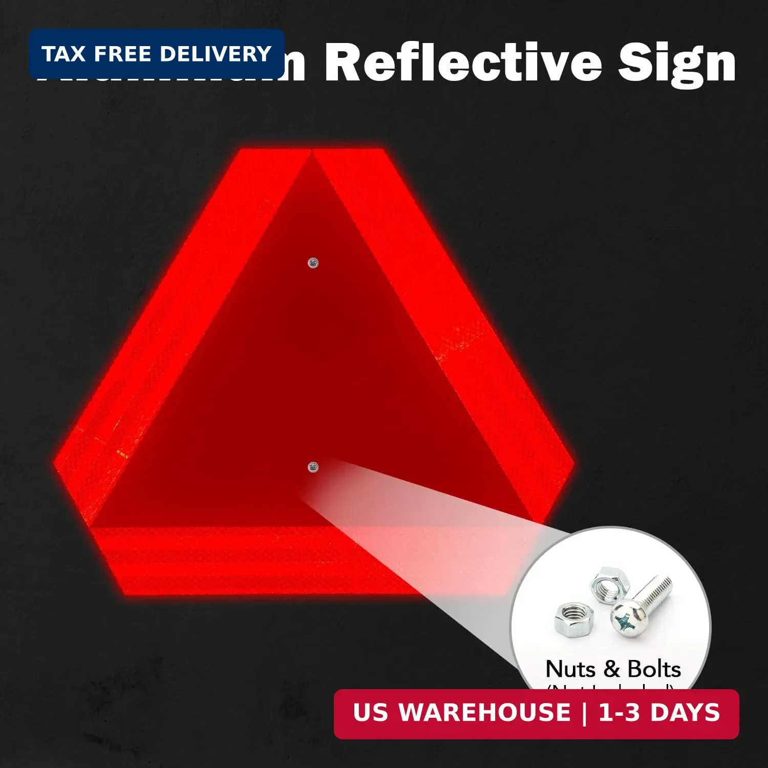 T&R Metal Slow Moving Vehicle Sign, Safety Triangle Sign – 2 Pack – 14 x16 Inche