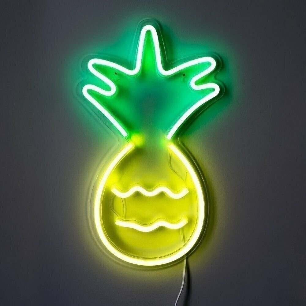 Isaac Jacobs 17” x 10” inch LED Neon ‘Yellow & Green Pineapple’ Wall Sign