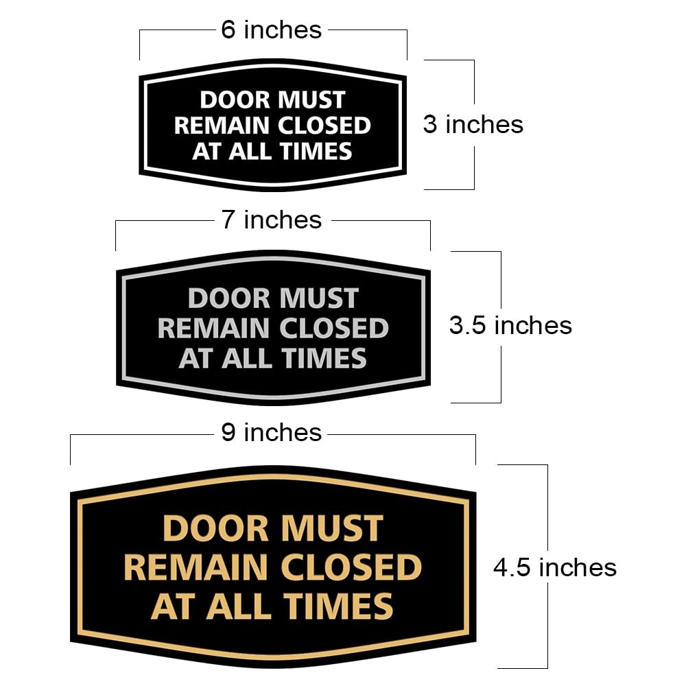 Fancy Door Must Remain Closed At All Times Sign Black Small Plate