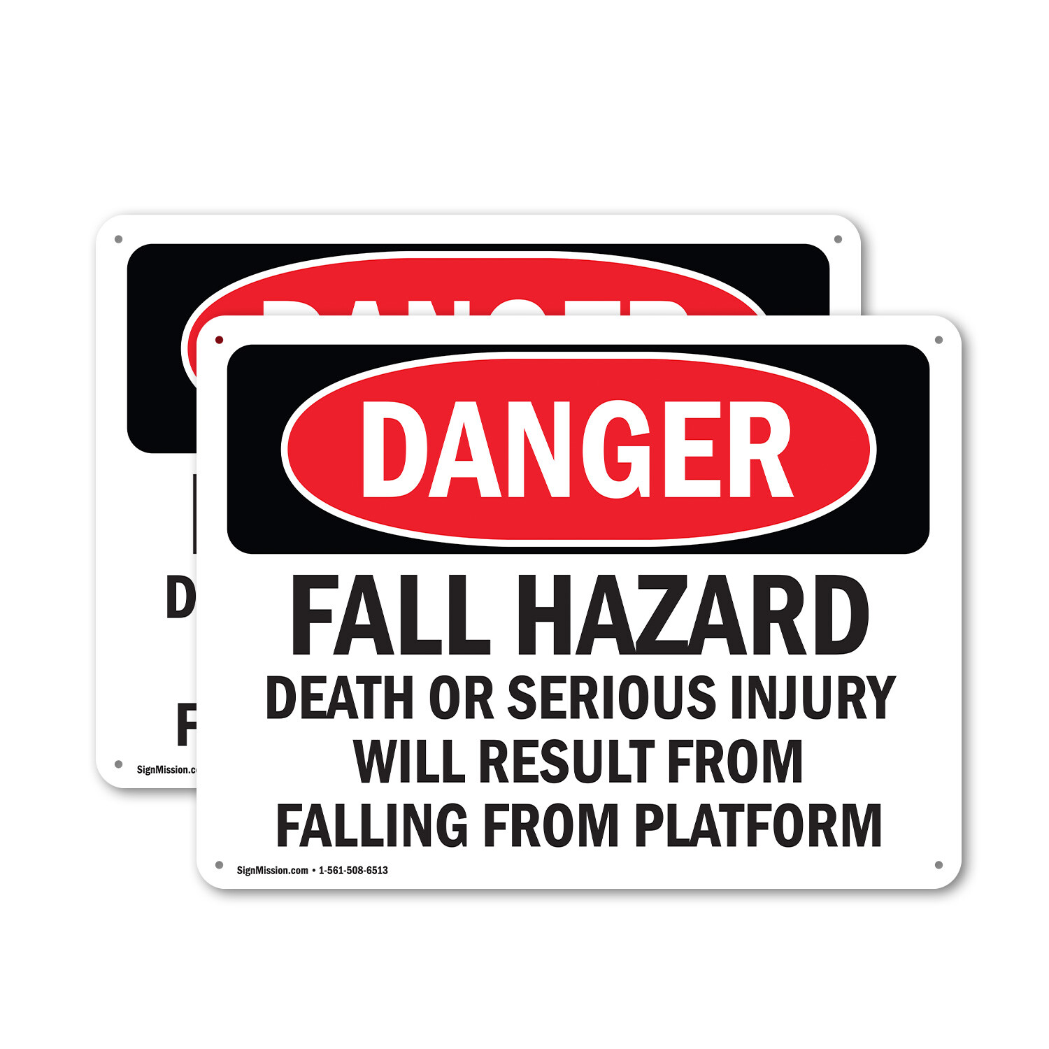 (2 Pack) Fall Hazard Falling From Platform OSHA Danger Sign Decal Metal Plastic