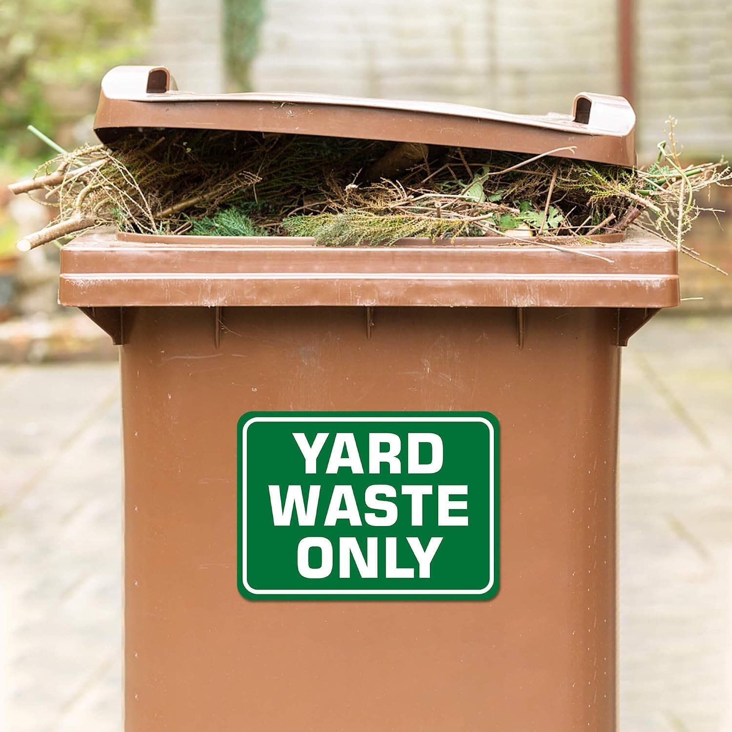 10″ x 7″ Yard Waste Only Stickers – 2 Pack Green Vinyl for Indoor & Outdoor Use