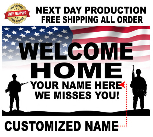Welcome Home Custom Vinyl Banner Personalized Name Banner, 13oz Heavy