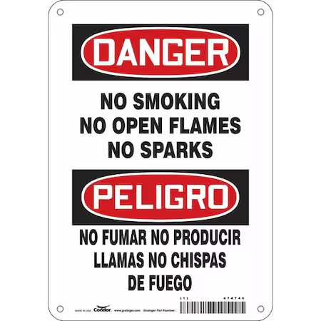 Condor 474T46 Safety Sign, 10″ H, 7 In W, Horizontal Rectangle, English,