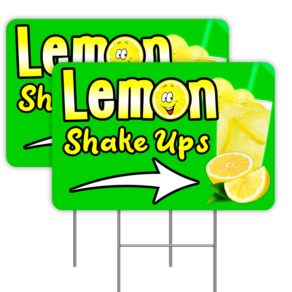Lemon Shake Ups Arrow 2 Pack Double-Sided Yard Signs 16″ x 24″ with Metal Stakes