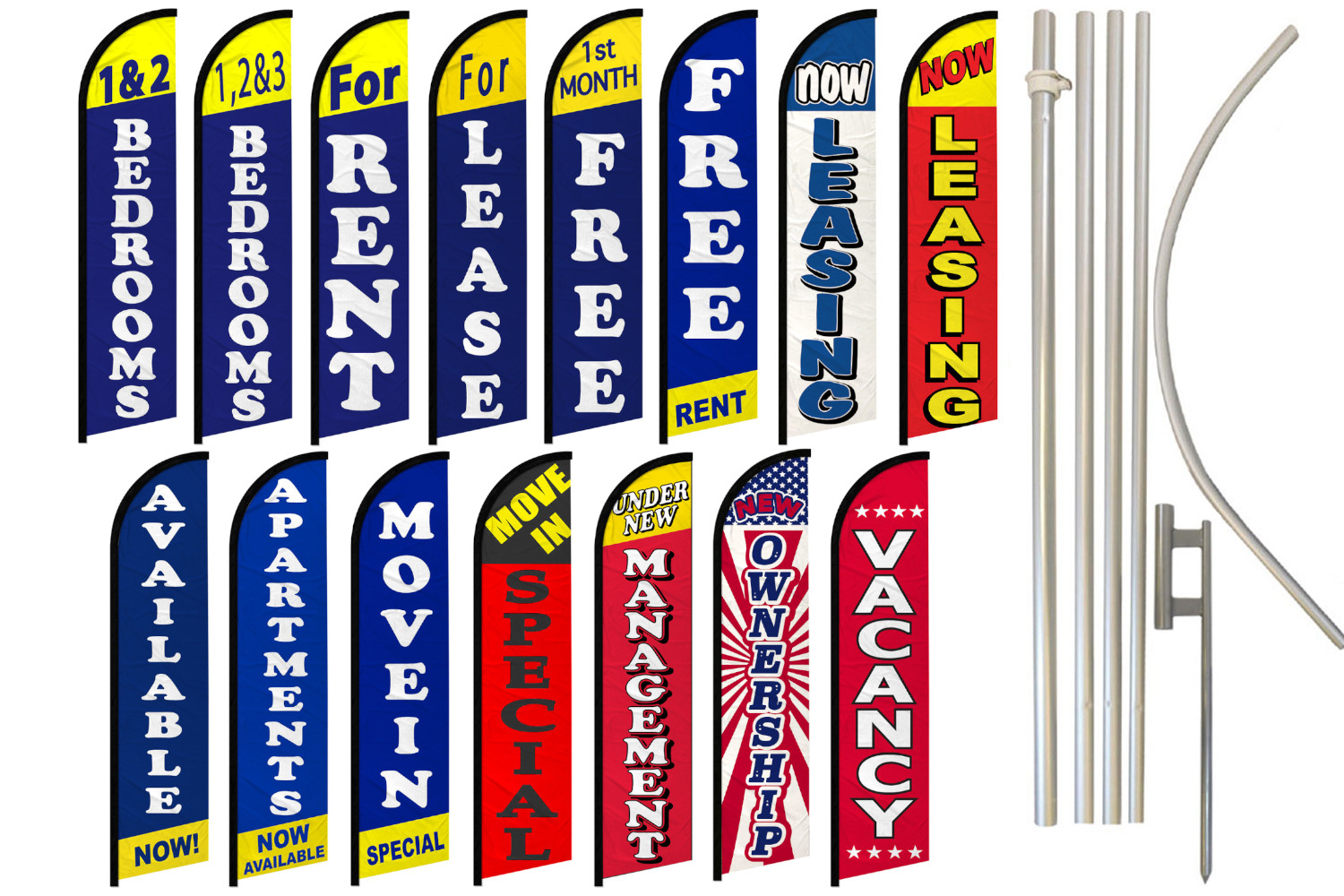 Real Estate Windless Advertising Swooper Flag Kit Now Leasing For Rent