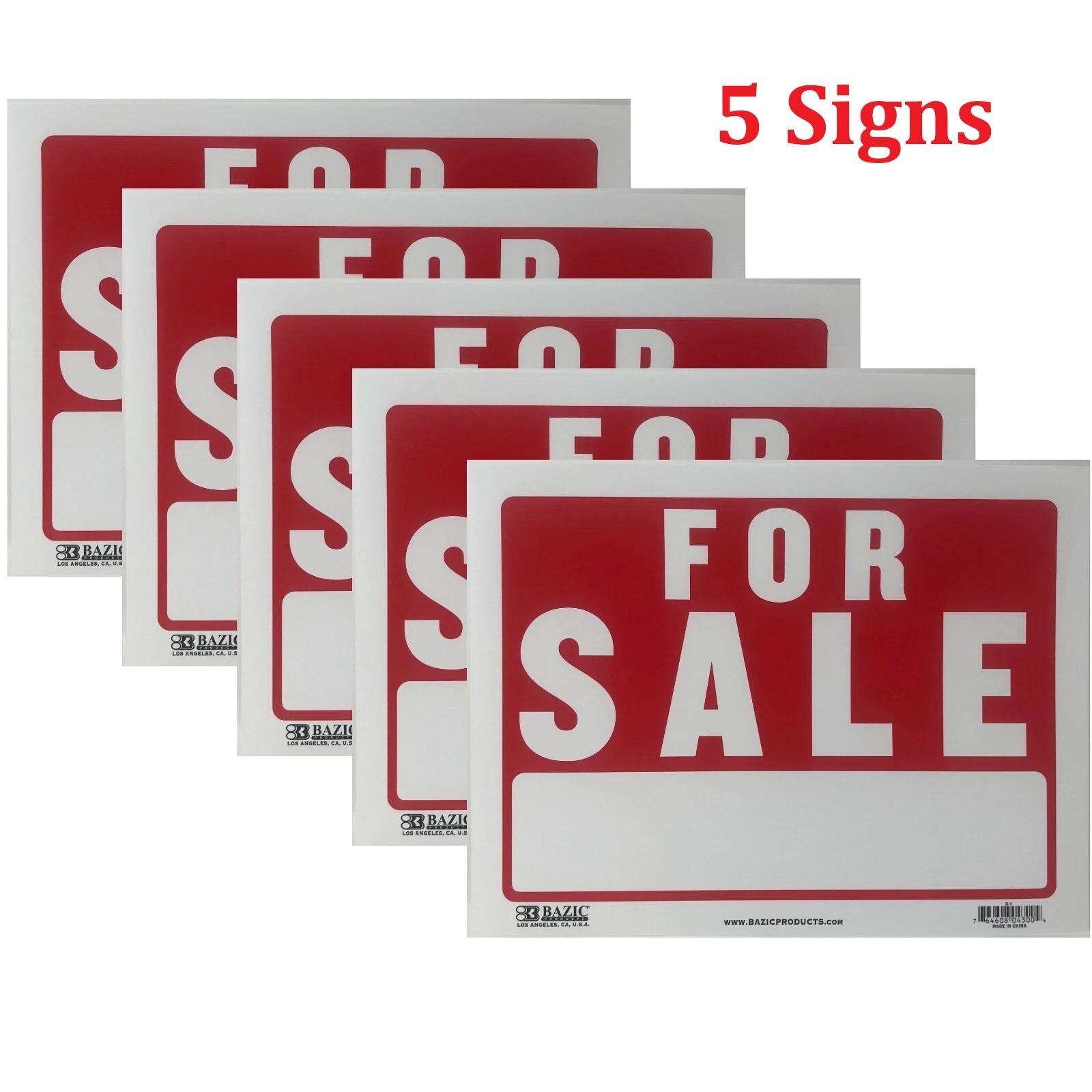 5 Pack FOR SALE Sign 9×12″ inch Weatherproof Plastic Sell Cars, Property Signs