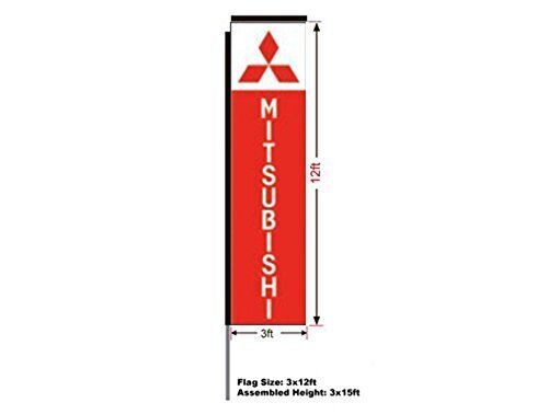 Mitsubishi Rectangular Flag, 15′ Pole and Ground Spike, 3’W x 12’H