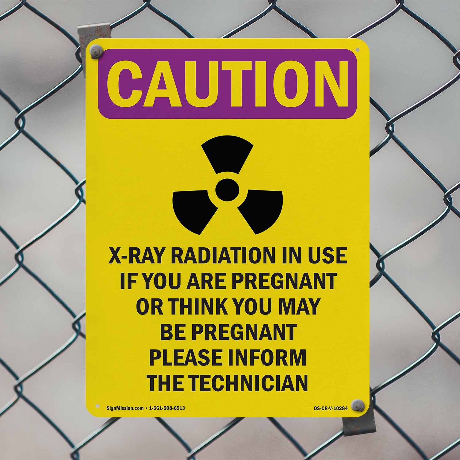 X-Ray Radiation In With Symbol OSHA Caution Radiation Sign, Decal 5 or 10 Pack